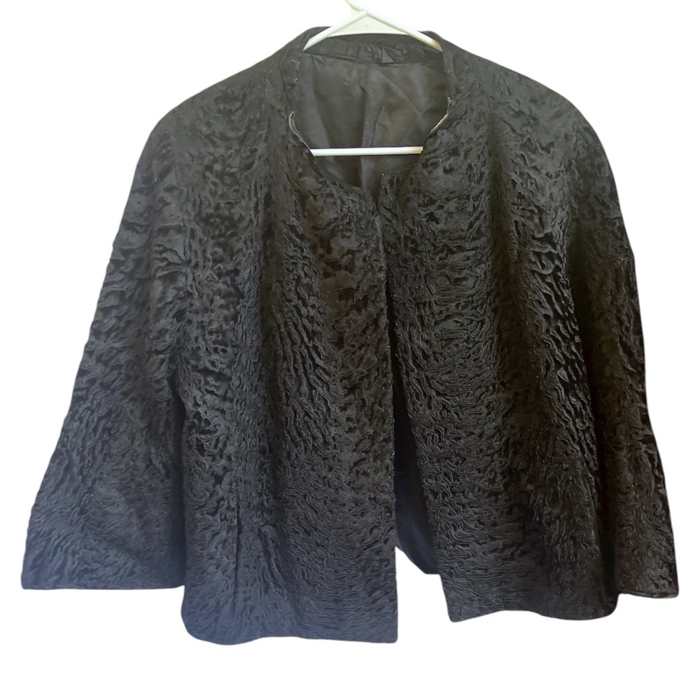 Vintage‎ Persian Lamb Jacket, Black, One Button Closure, Union Made